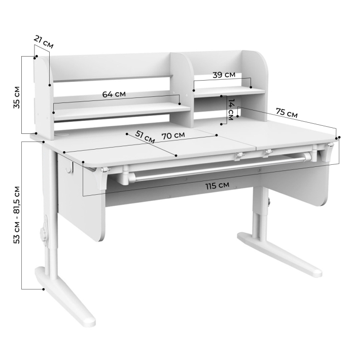 Характеристики Комплект Дэми СУТ.62 PRO парта + кресло + надстройка + выдвижной ящик